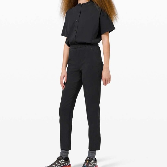 lululemon athletica Pants - Lululemon womens black perfectly Poised short sleeve jumpsuit 8